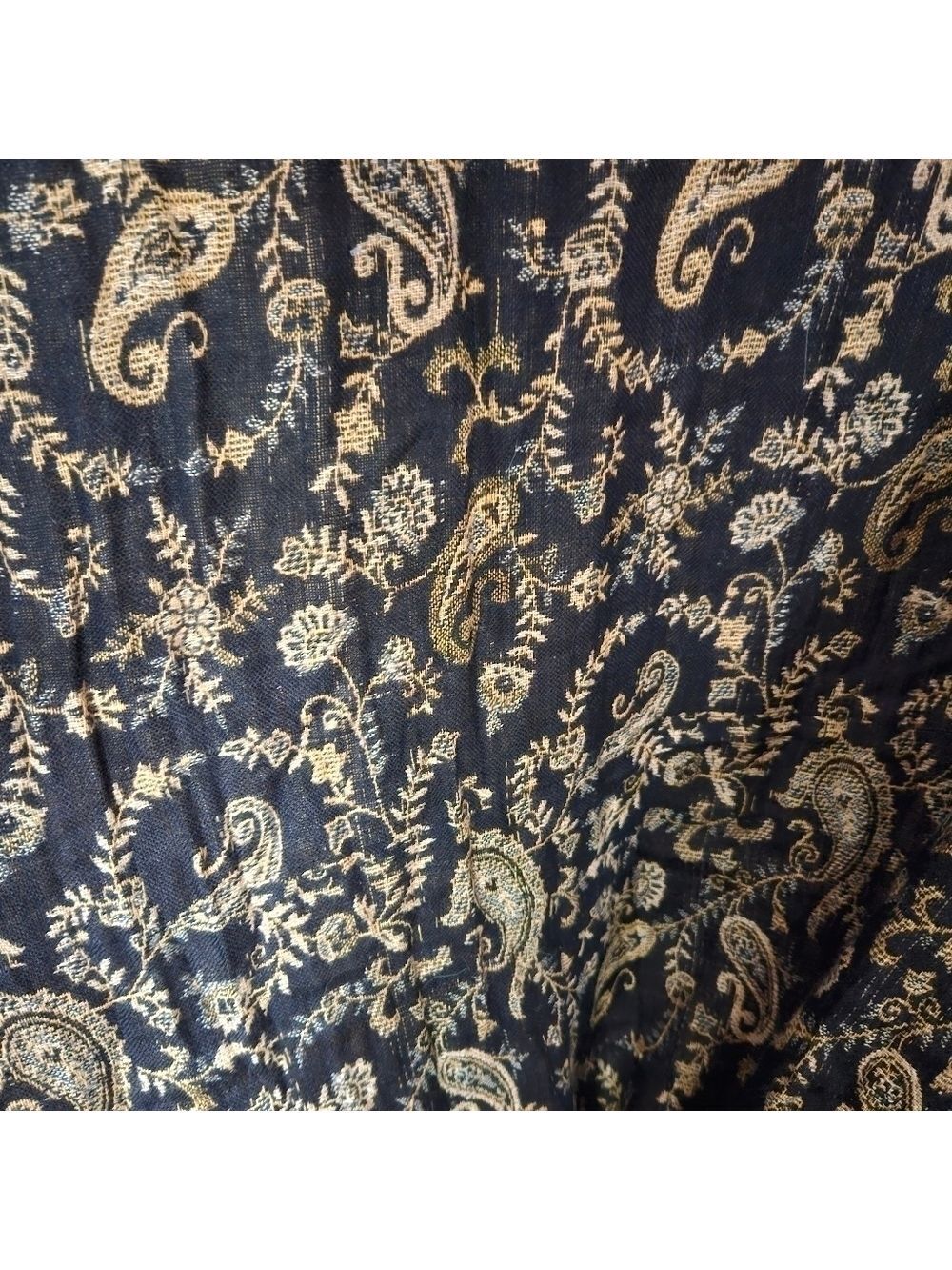 Paisley Butter Yellow and Black Shawl - Picture 4 of 8